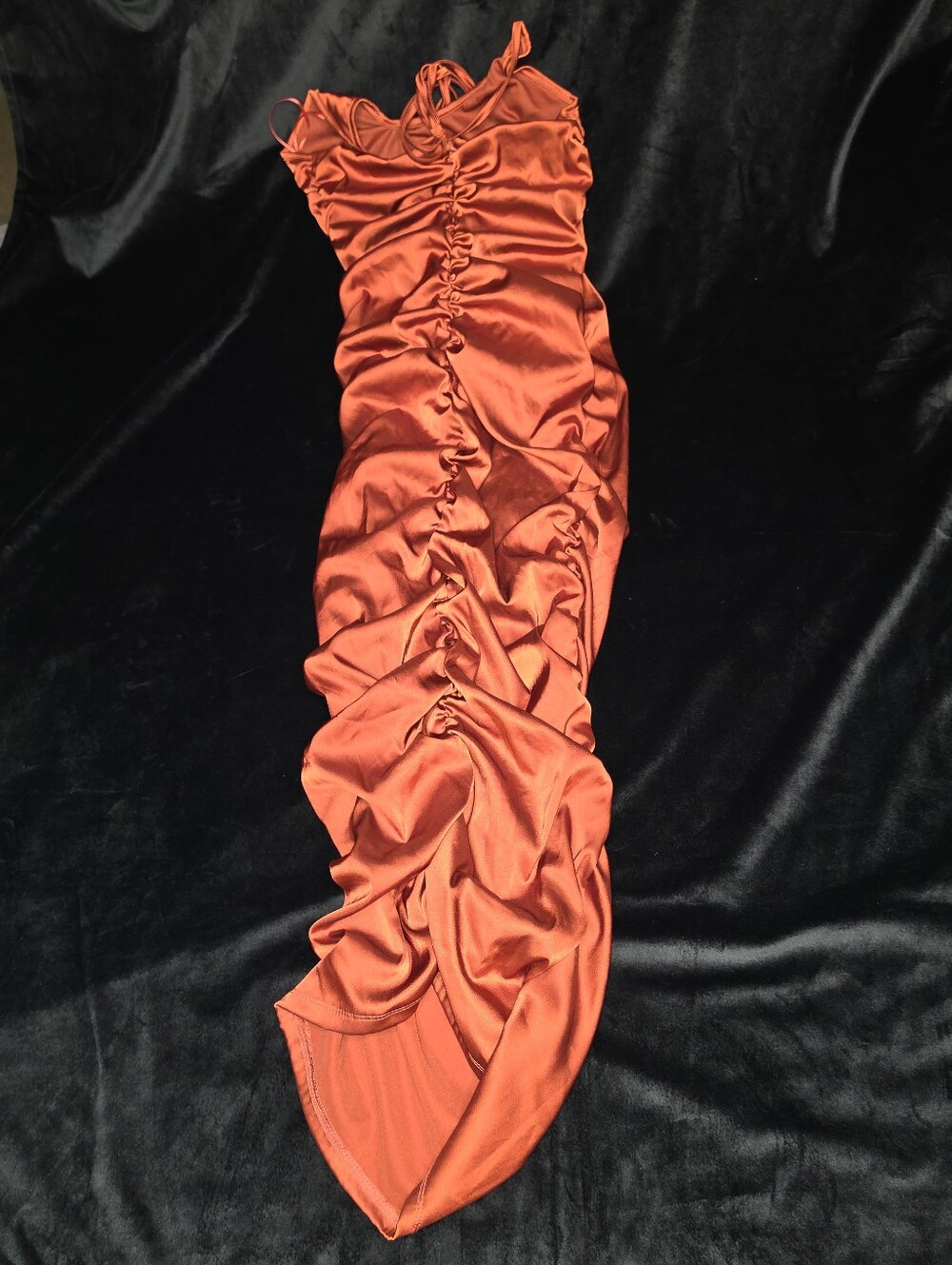 Not Seeking You Satin Midi Dress- Copper Color